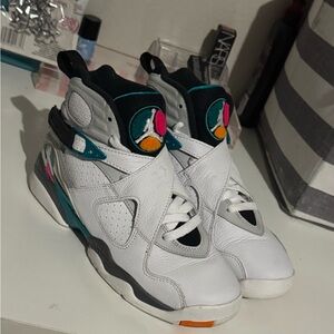 Kids White and Teal Sneakers